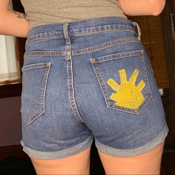 Denim Hand Painted Sunshine Jean Shorts - Picture 5 of 5